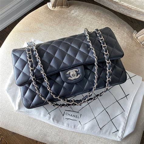 chanel black silver bag|chanel bags silver hardware.